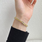[Clover Jewelry]Ornates funkelndes rundgeschliffenes Tennisarmband