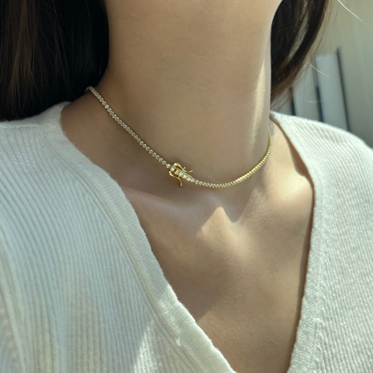[Clover Jewelry]ラウンドシェイプ テニスネックレス