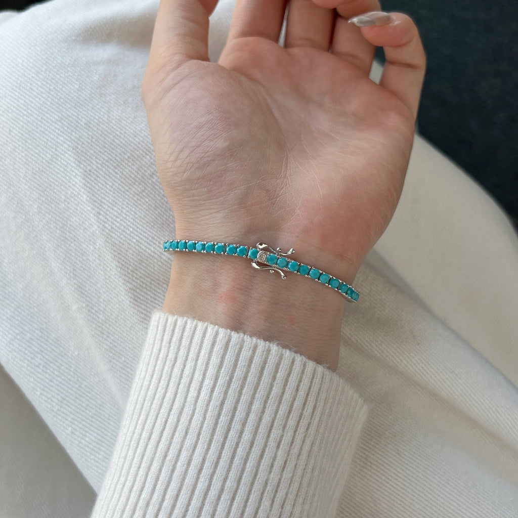 [Clover Jewelry]華奢で可愛らしいラウンドカットテニスブレスレット