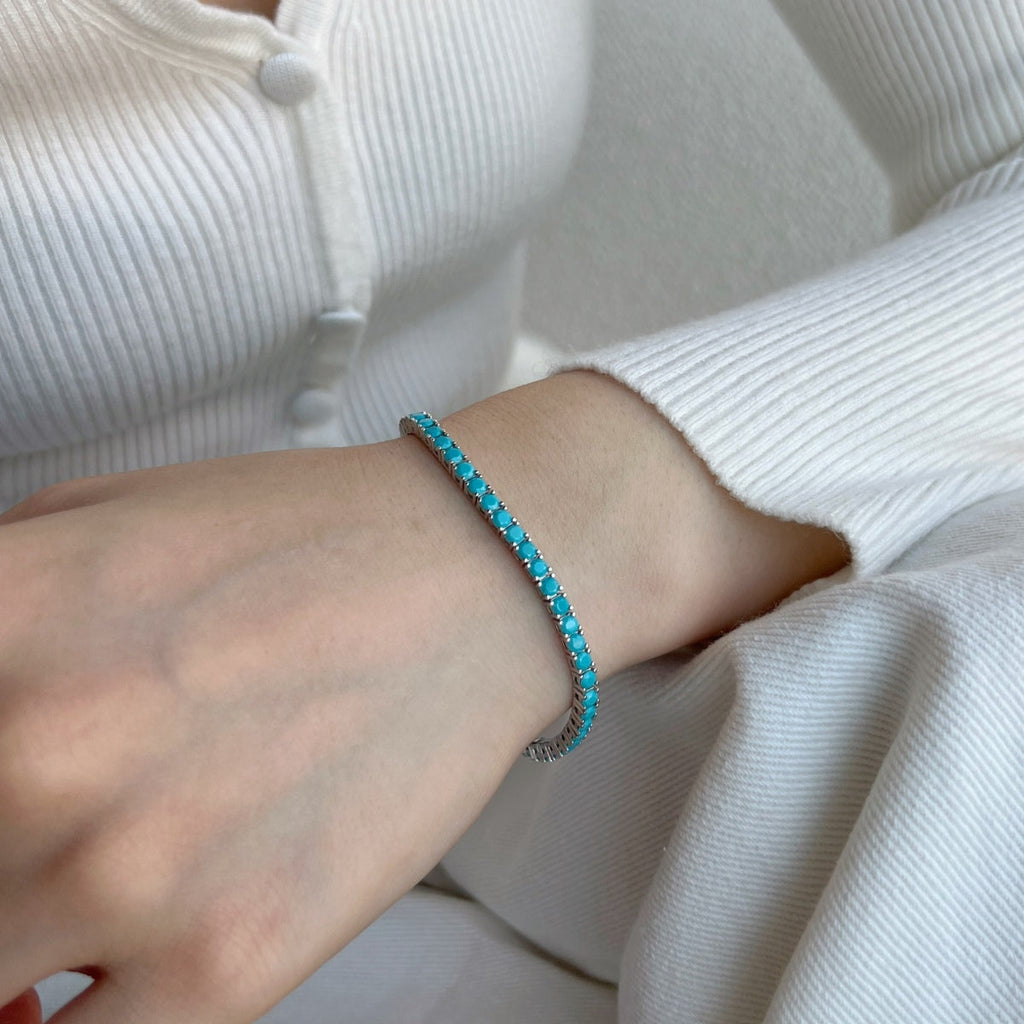 [Clover Jewelry]華奢で可愛らしいラウンドカットテニスブレスレット