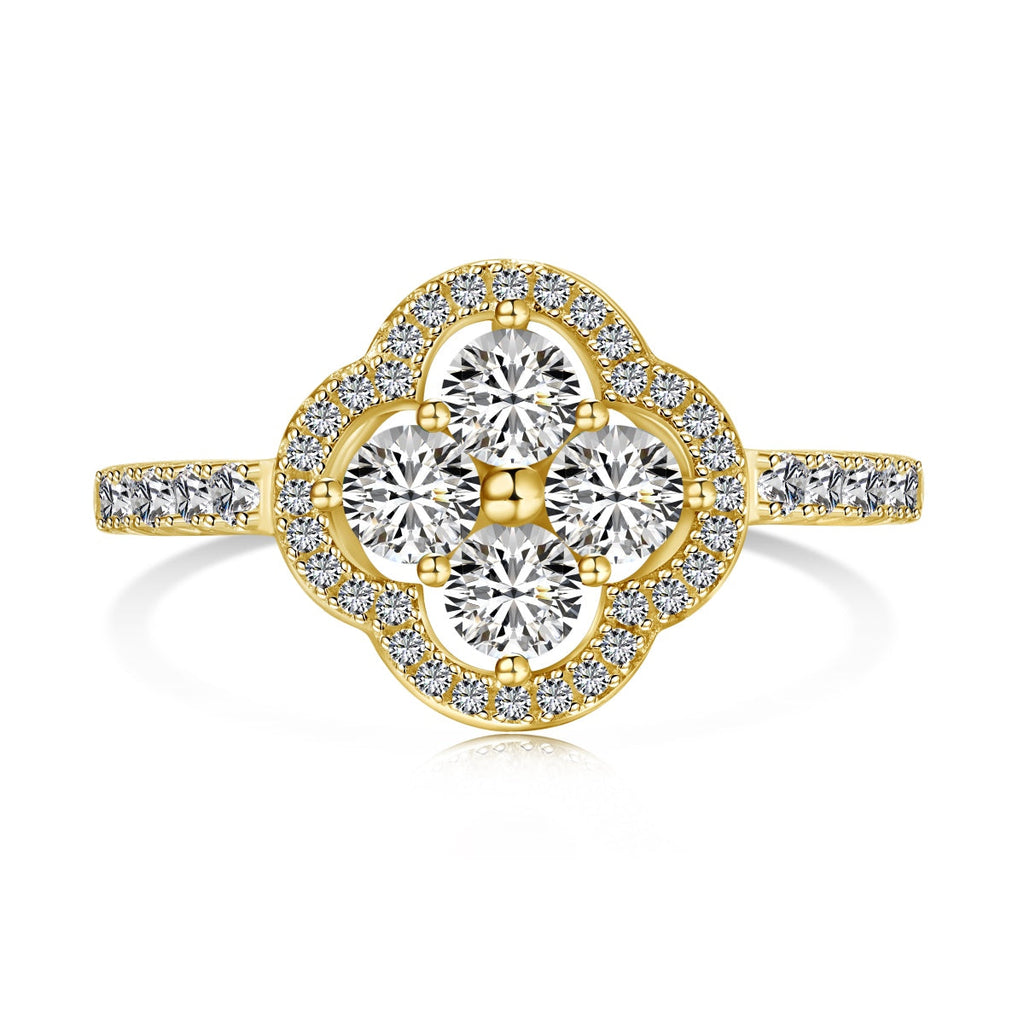 [Clover Jewelry]Vierblättriger Kleeblatt-Blumen-Design-Ring