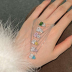 [Clover Jewelry]Funkelnde Halskette mit Quadrat- und Herzform