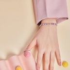 [Clover Jewelry]煌めくカラフルなエメラルドカットパーティーブレスレット