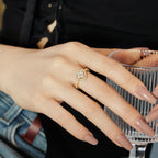 [Clover Jewelry]Vierblättriger Kleeblatt-Blumen-Design-Ring