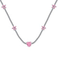 [Clover Jewelry]煌めくピンクのハートフラワーネックレス