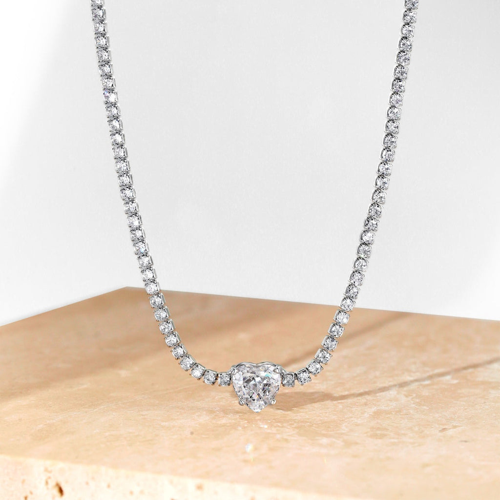 [Clover Jewelry]2.0カラット きらめくテニス ハートカットネックレス