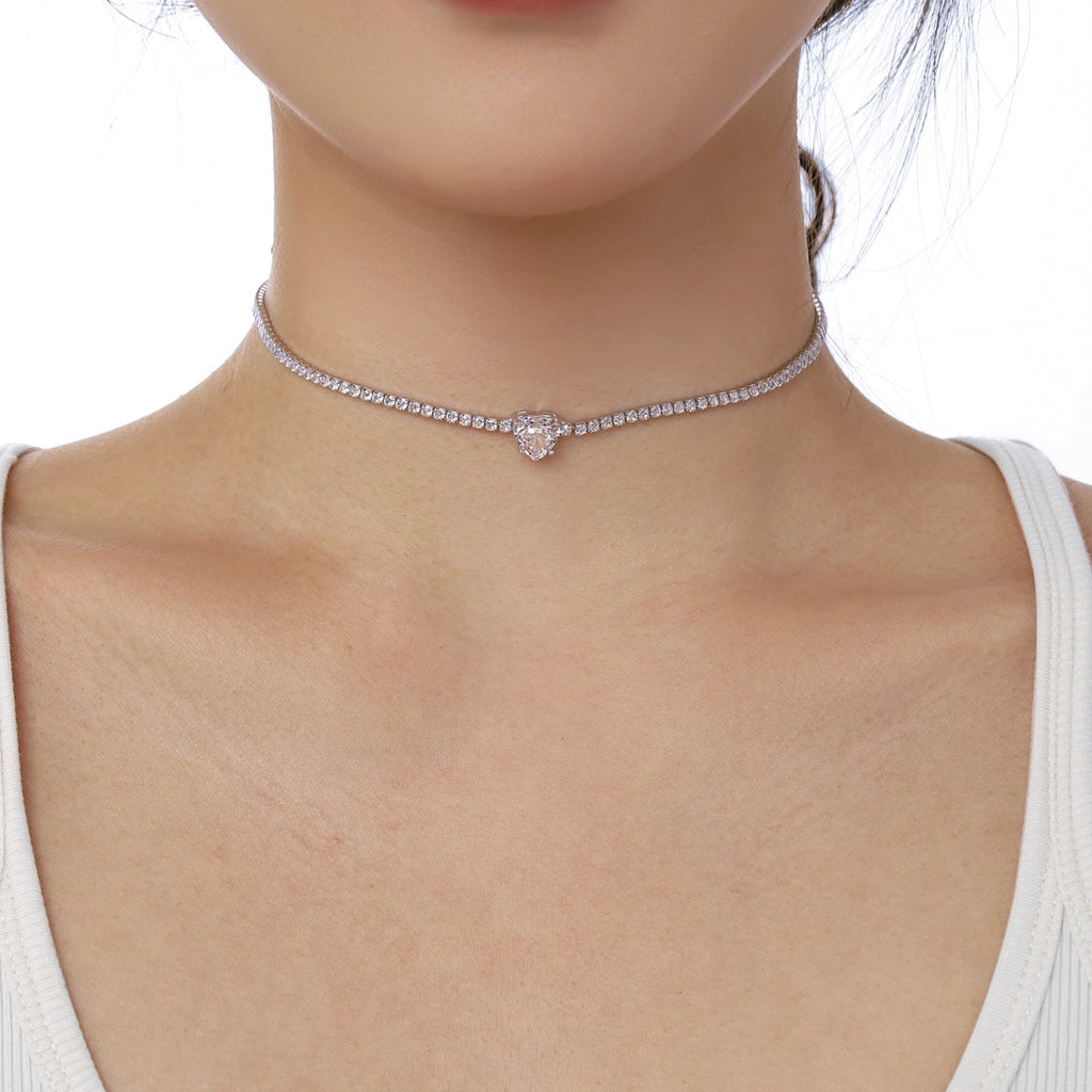[Clover Jewelry]2.0カラット きらめくテニス ハートカットネックレス