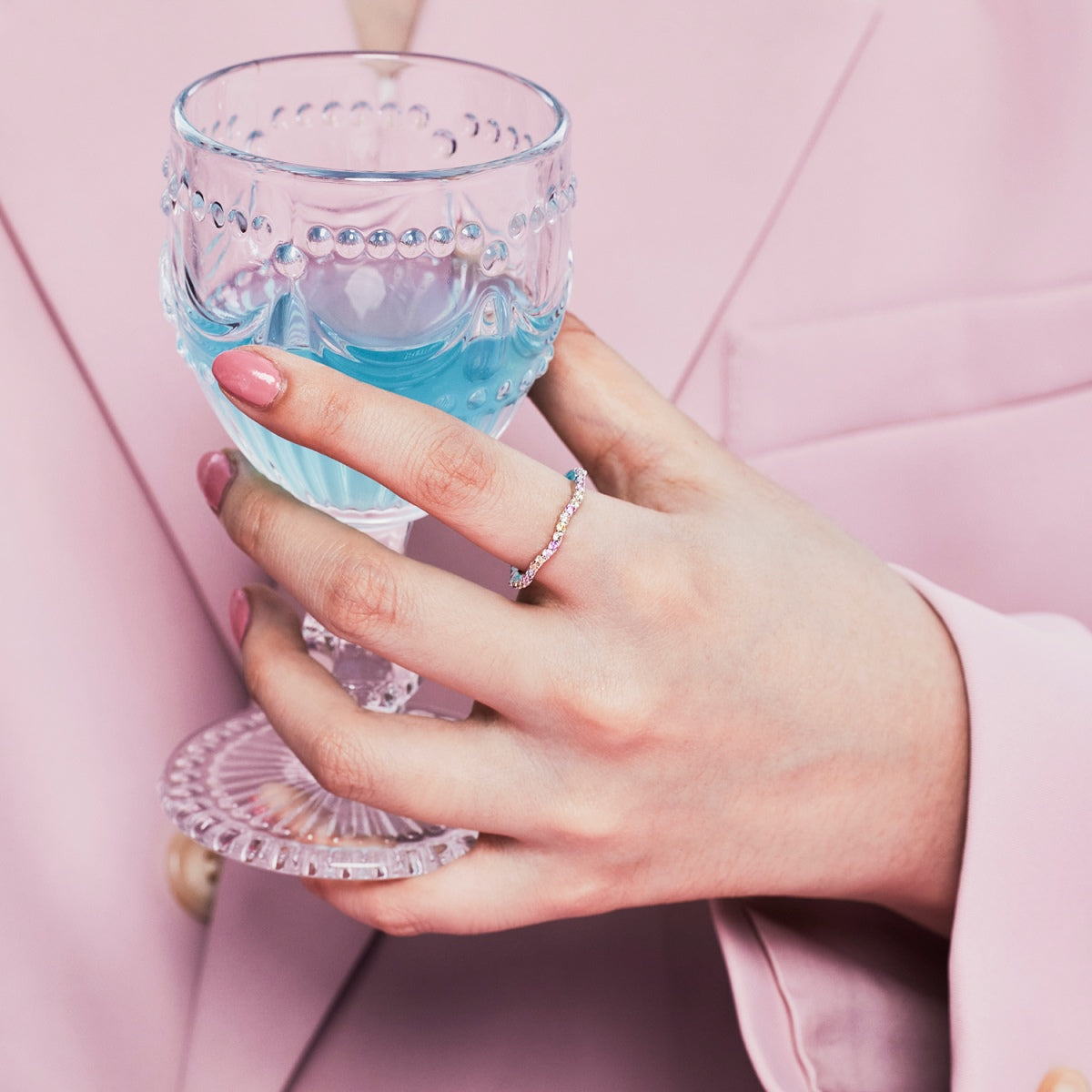 [Clover Jewelry]カラフルなラウンドカットのパーティリング