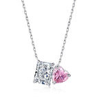 [Clover Jewelry]Funkelnde Halskette mit Quadrat- und Herzform