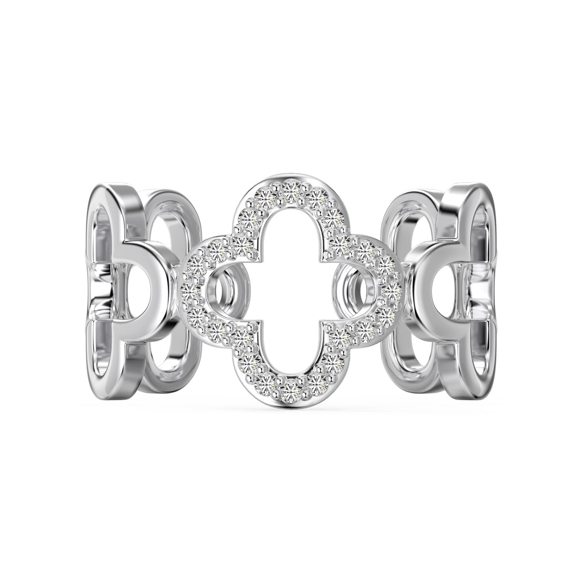 [Clover Jewelry]Hohles Design Vierblättriges Kleeblatt Ring