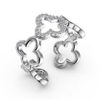 [Clover Jewelry]Hohles Design Vierblättriges Kleeblatt Ring