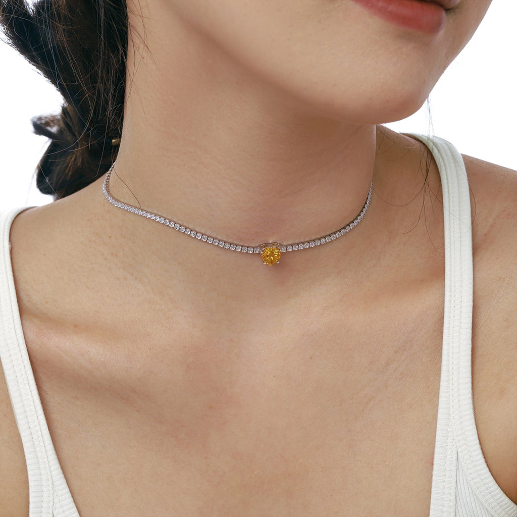 [Clover Jewelry]2.0カラット きらめくテニス ハートカットネックレス
