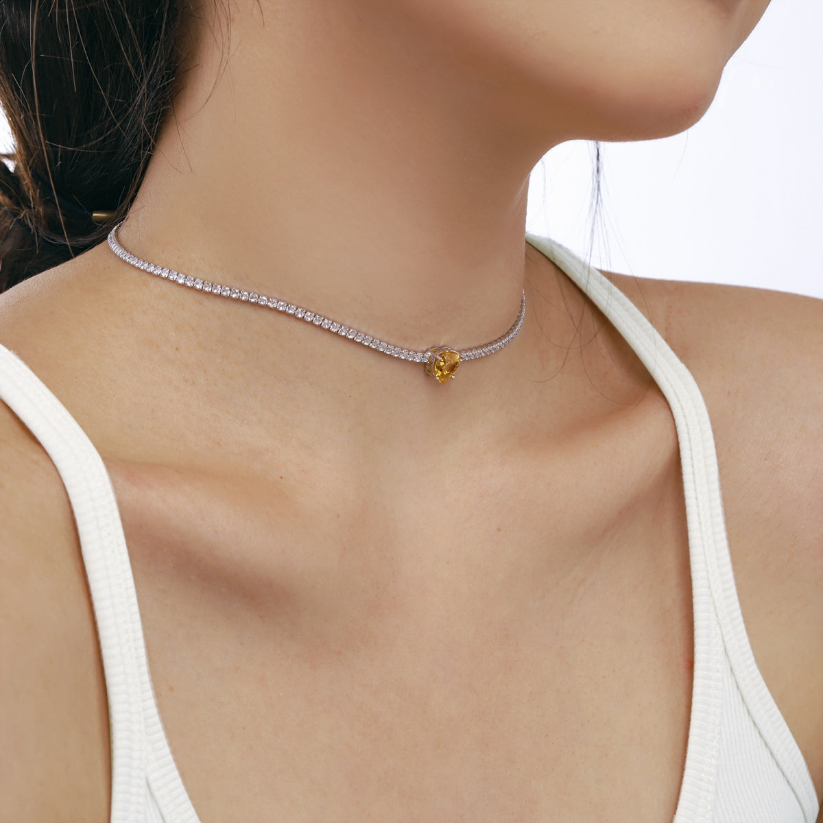 [Clover Jewelry]2.0カラット きらめくテニス ハートカットネックレス