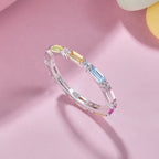 [Clover Jewelry]鮮やかな色合い エレガントなラディアントカット デイリーリング