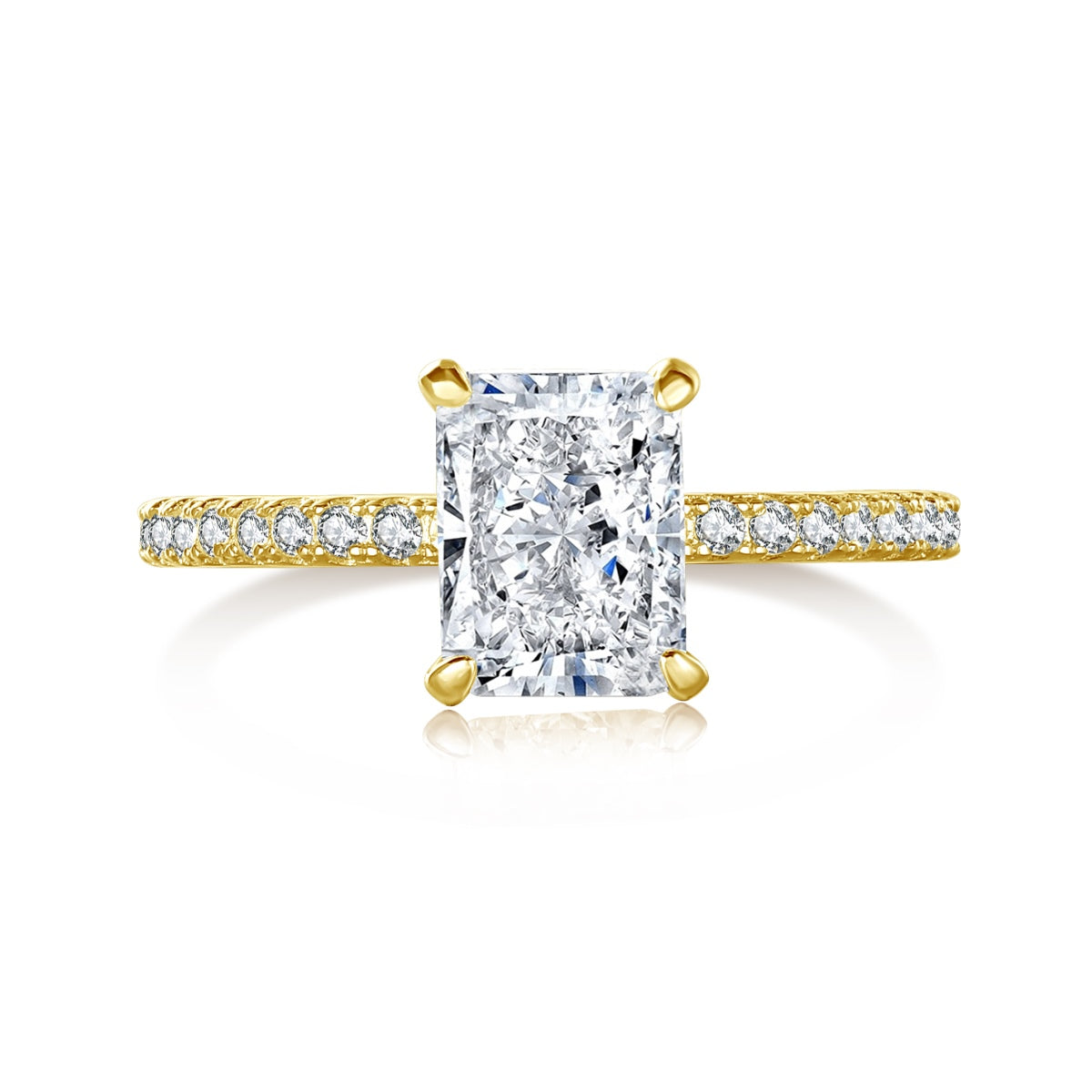 [Clover Jewelry]2.0カラット 華やかな輝き ラディアントカット パーティーリング