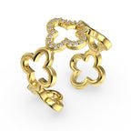 [Clover Jewelry]Hohles Design Vierblättriges Kleeblatt Ring