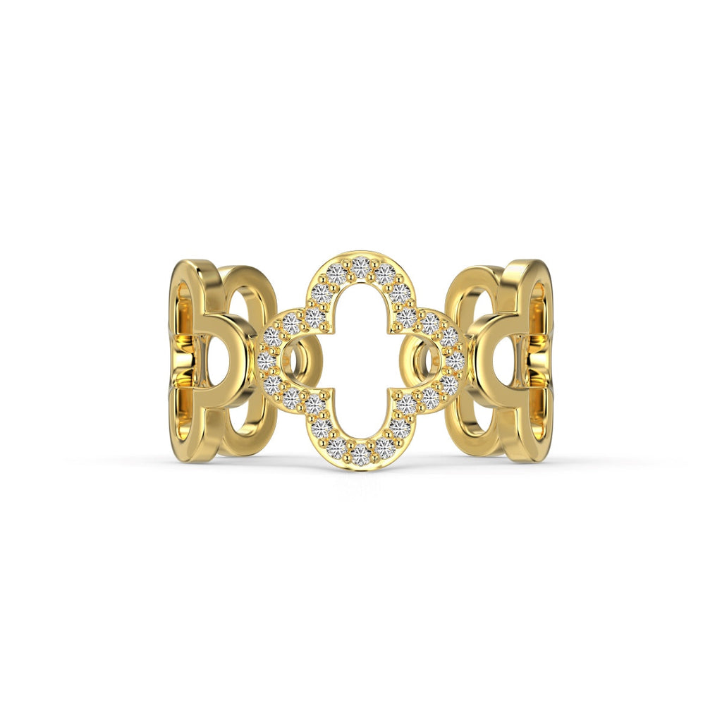 [Clover Jewelry]Hohles Design Vierblättriges Kleeblatt Ring