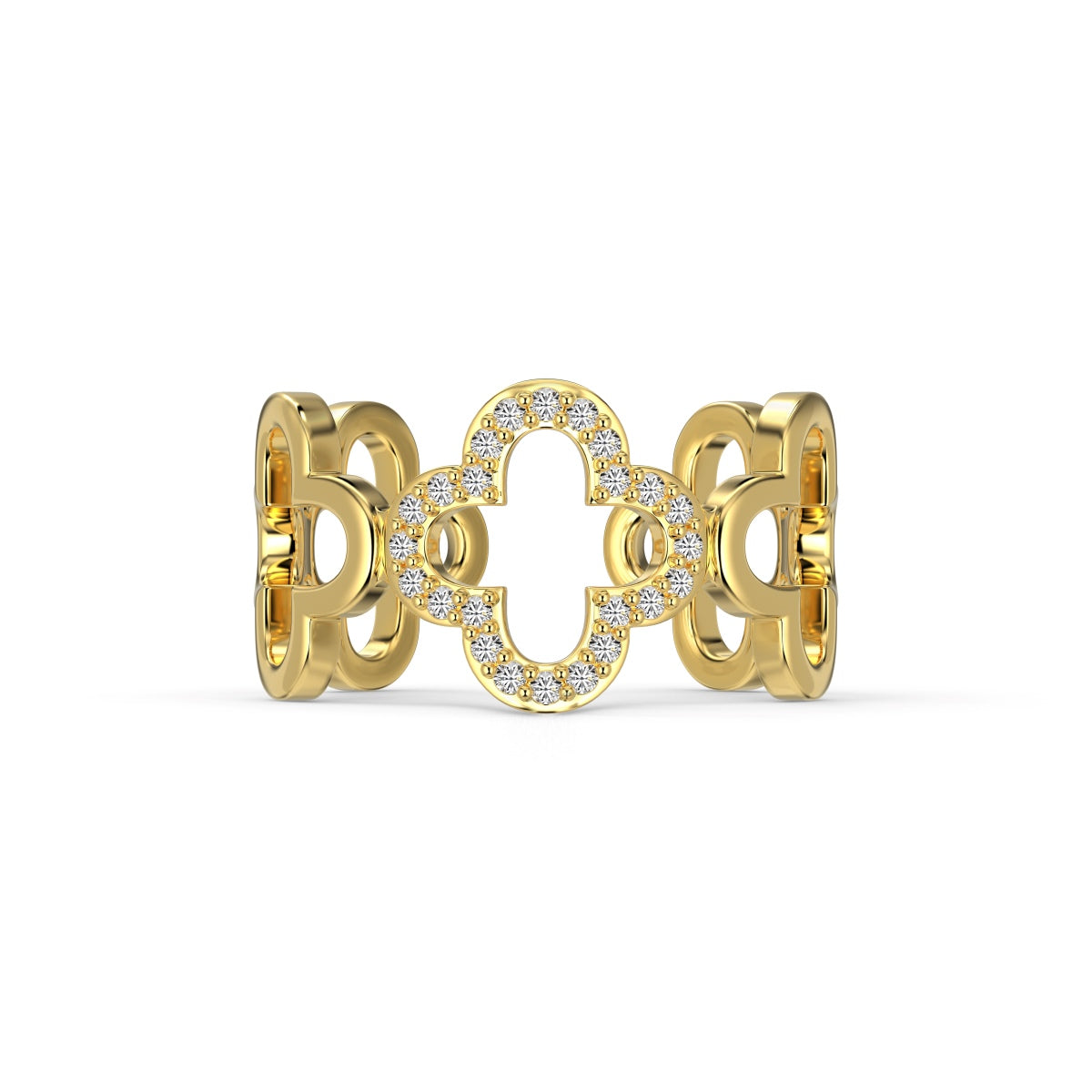 [Clover Jewelry]Hohles Design Vierblättriges Kleeblatt Ring