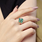 [Clover Jewelry]Vierblättriges Kleeblatt Achtzackiger Stern Ring