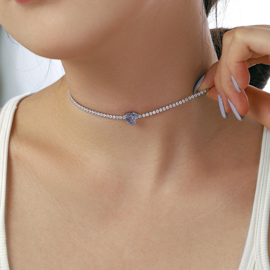 [Clover Jewelry]2.0カラット きらめくテニス ハートカットネックレス