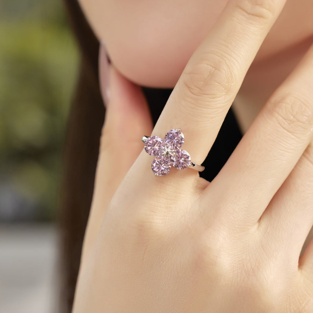 [Clover Jewelry]Vierblättriges Kleeblatt Achtzackiger Stern Ring