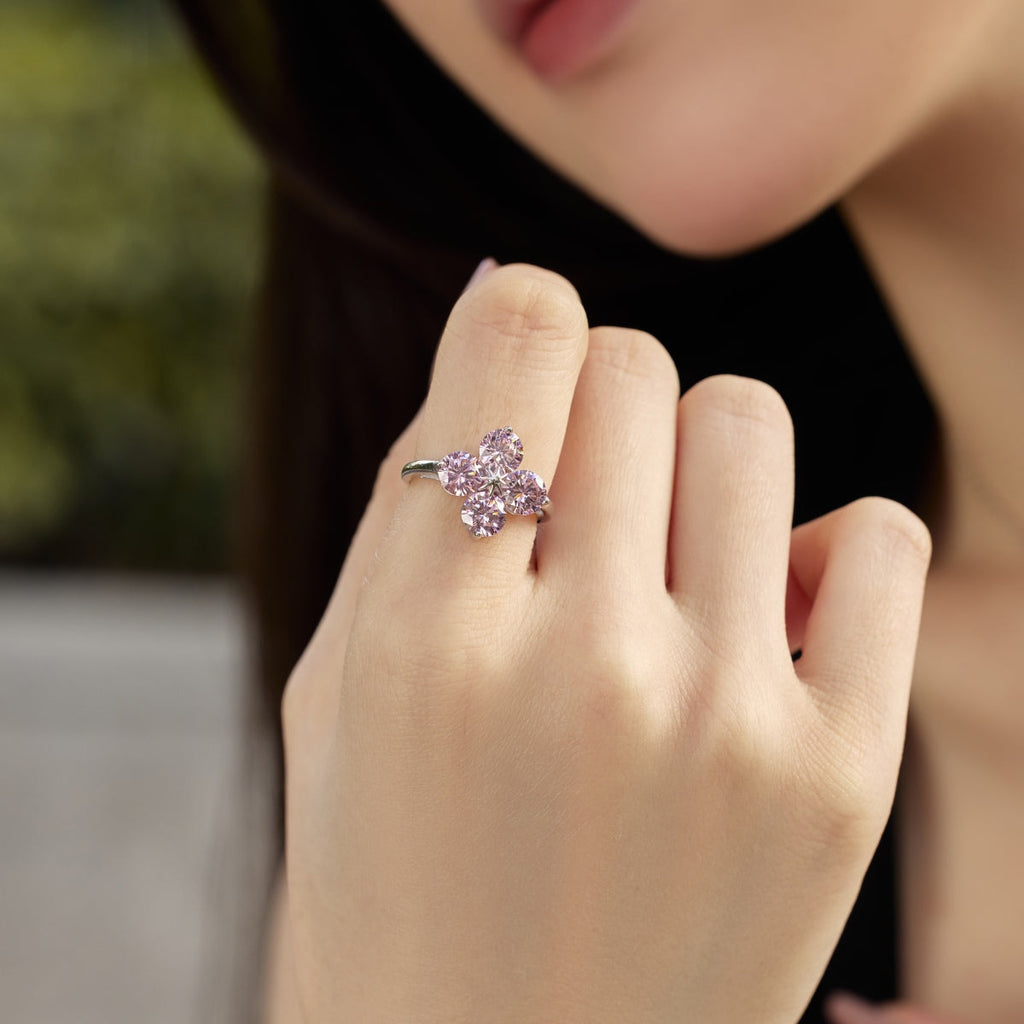 [Clover Jewelry]Vierblättriges Kleeblatt Achtzackiger Stern Ring