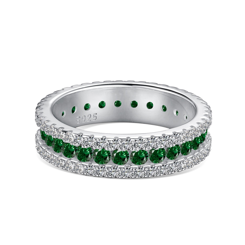 [Clover Jewelry]繊細なカラフルラウンドカットデイリーリング