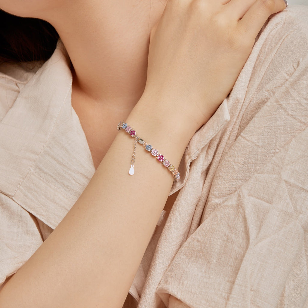 [Clover Jewelry]カラフルエメラルドカットデイリーブレスレット
