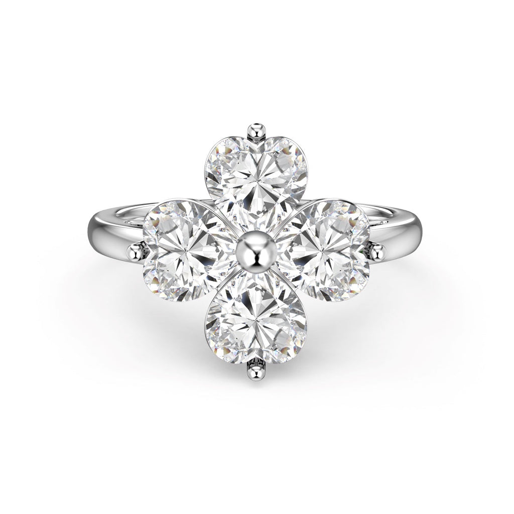[Clover Jewelry]Herzförmiger vierblättriger Kleeblatt-Kugelring