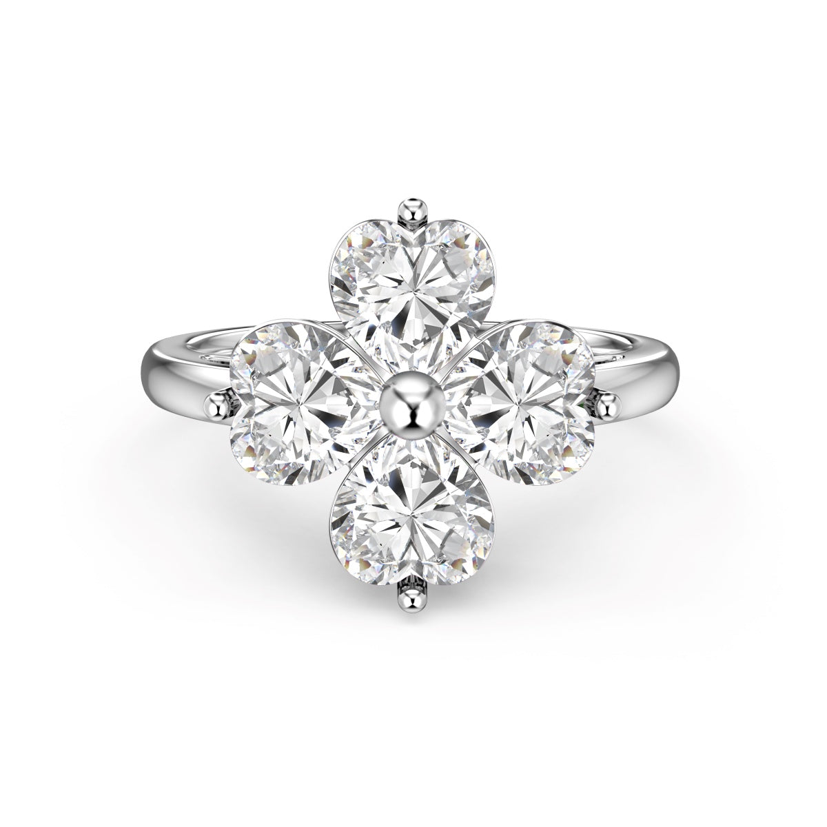 [Clover Jewelry]Herzförmiger vierblättriger Kleeblatt-Kugelring