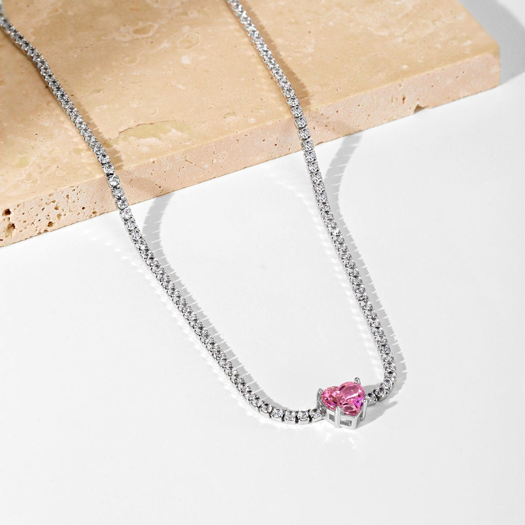 [Clover Jewelry]2.0カラット きらめくテニス ハートカットネックレス
