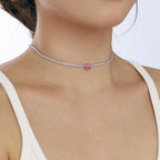 [Clover Jewelry]2.0カラット きらめくテニス ハートカットネックレス