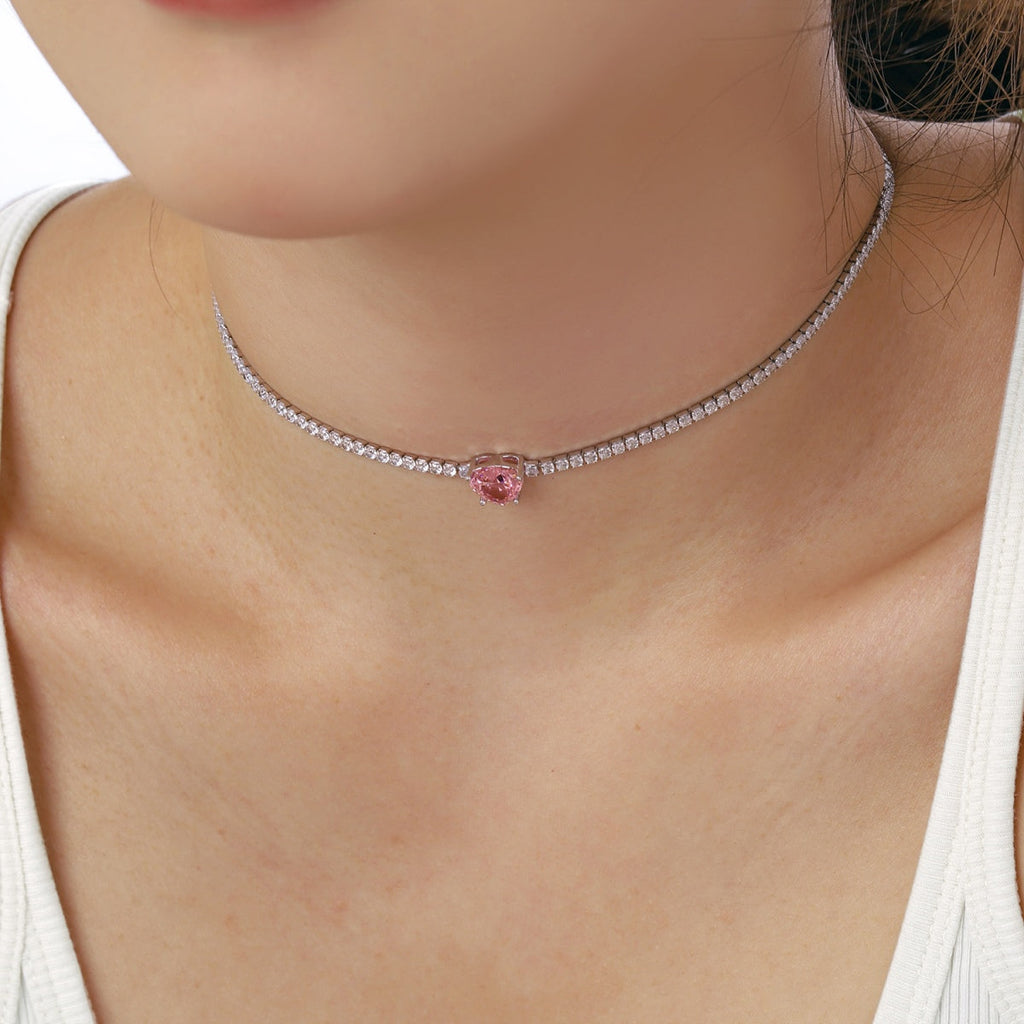 [Clover Jewelry]2.0カラット きらめくテニス ハートカットネックレス