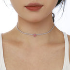 [Clover Jewelry]2.0カラット きらめくテニス ハートカットネックレス