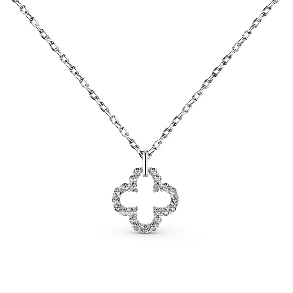 Kleeblatt-Schmuck]Vierblättriges Kleeblatt Hohles Design Exquisite Halskette