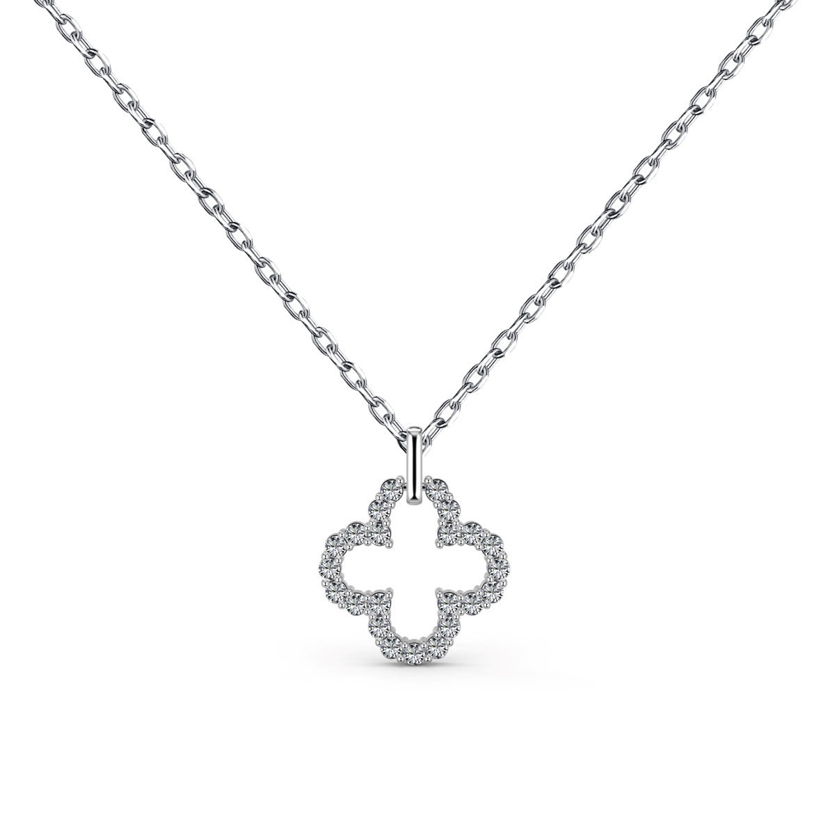 Kleeblatt-Schmuck]Vierblättriges Kleeblatt Hohles Design Exquisite Halskette