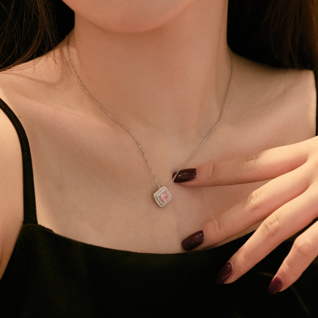 [Clover Jewelry]Funkelnde Asscher-Schliff Halskette