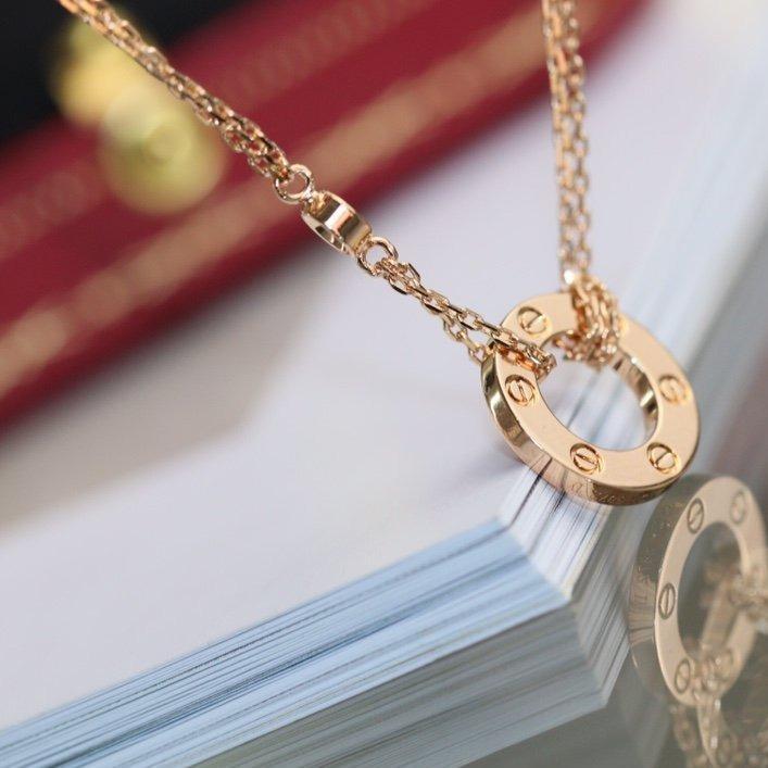 [Clover Jewelry]LOVE NECKLACE ADJUSTABLE ROSE GOLD 2 DIAMOND