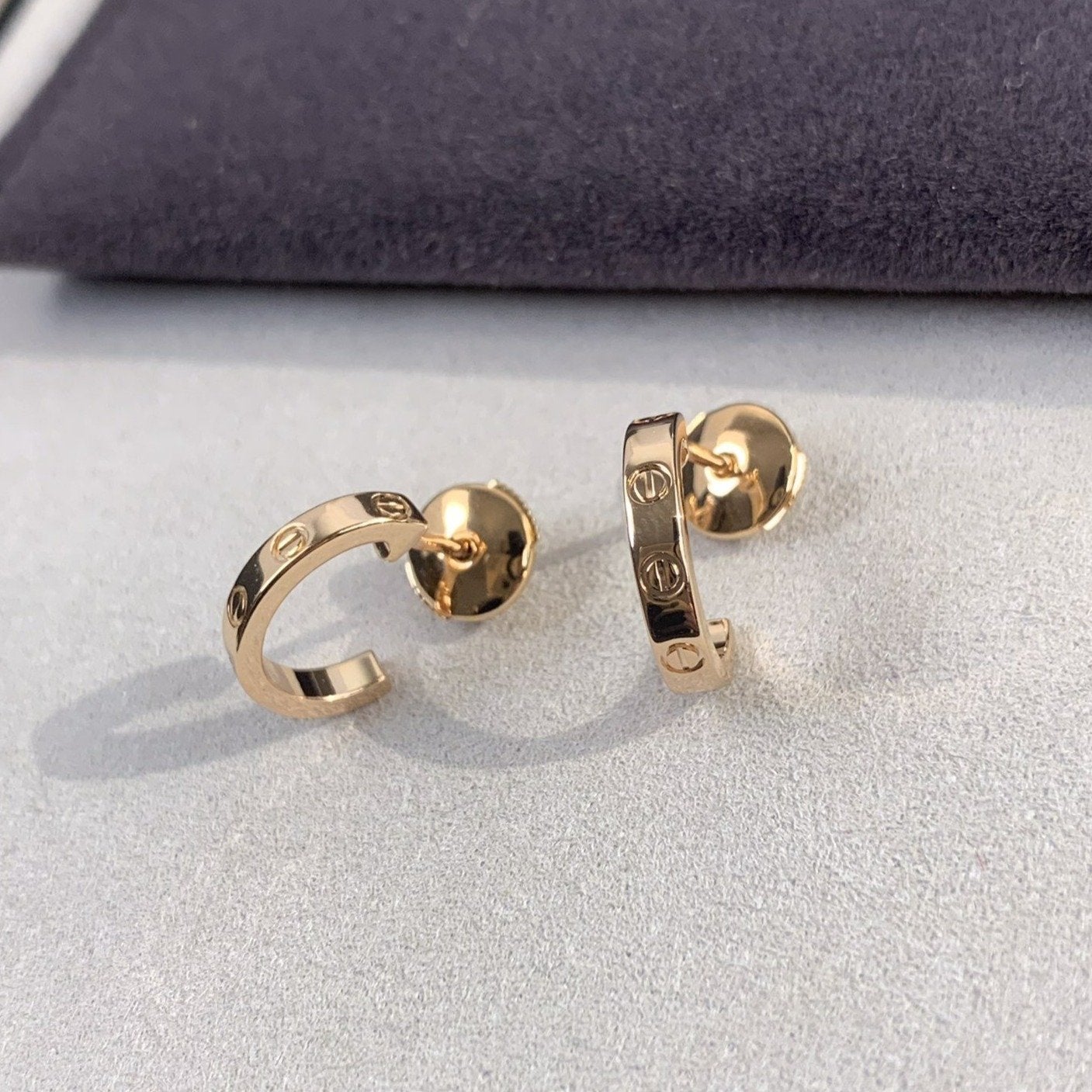 [Clover Jewelry]LOVE EARRINGS 2.65MM PINK GOLD