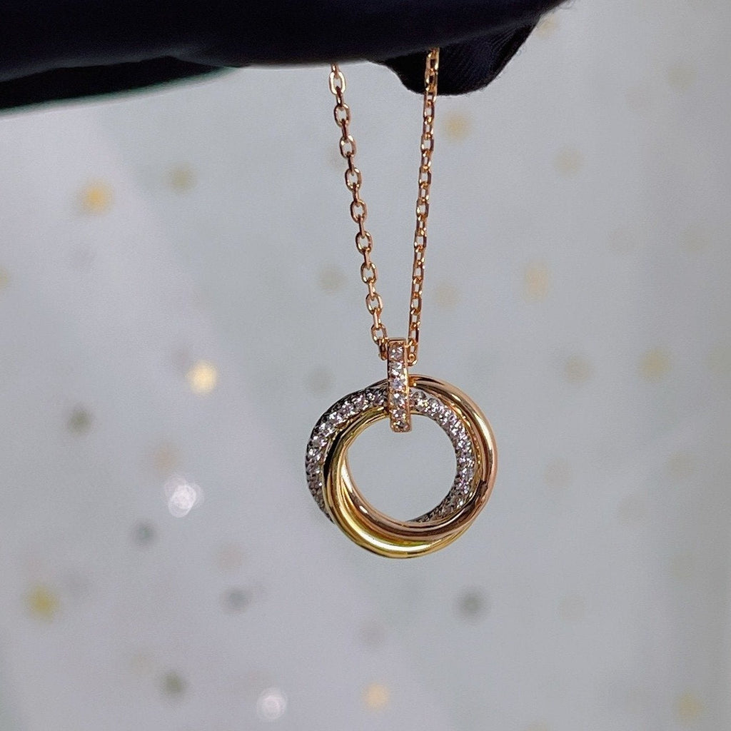[Clover Jewelry]TRINITY NECKLACE SILVER GOLD PINK GOLD DIAMONDS