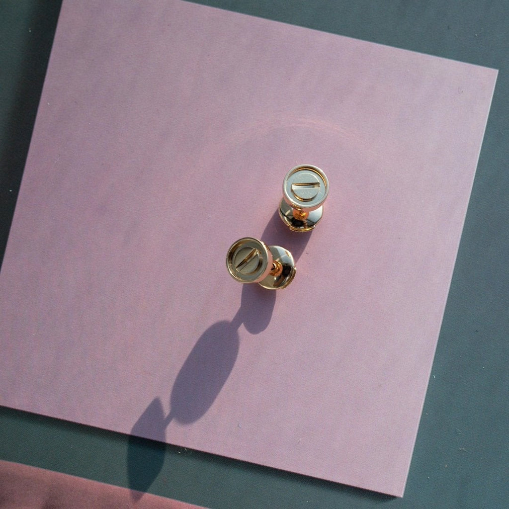 [Clover Jewelry]LOVE EARRINGS PINK GOLD 10MM