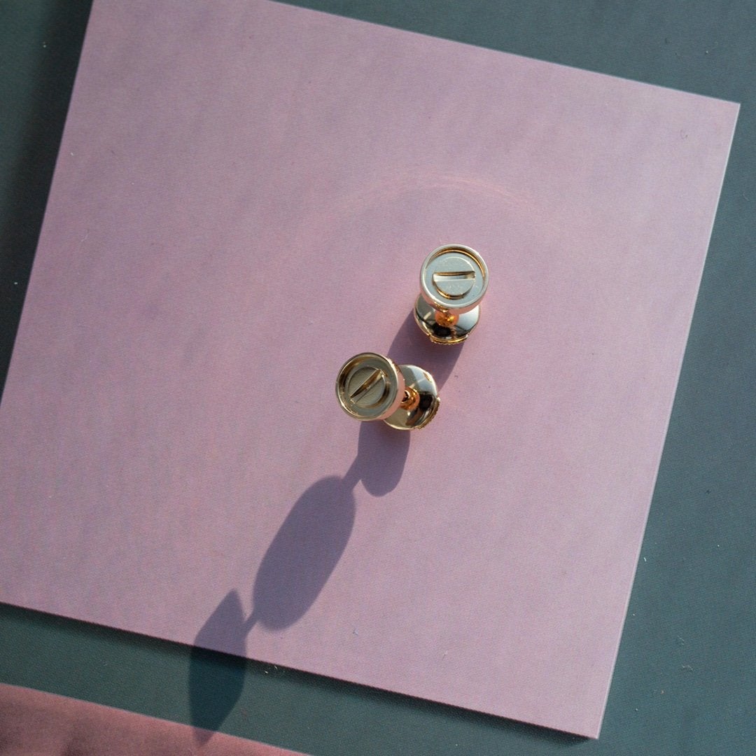 [Clover Jewelry]LOVE EARRINGS PINK GOLD 10MM