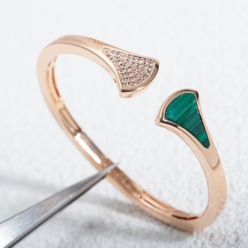 [Clover Jewelry]DREAM BRACELET OPEN MALACHITE PINK GOLD