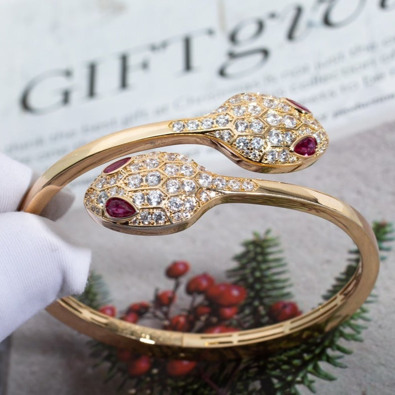 [Clover Jewelry]SERPENTI BRACELET PINK GOLD DIAMOND DOUBLE SNAKE