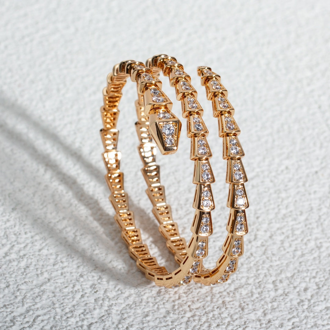 [Clover Jewelry]SERPENTI BRACELET PINK GOLD DIAMOND DOUBLE ROW