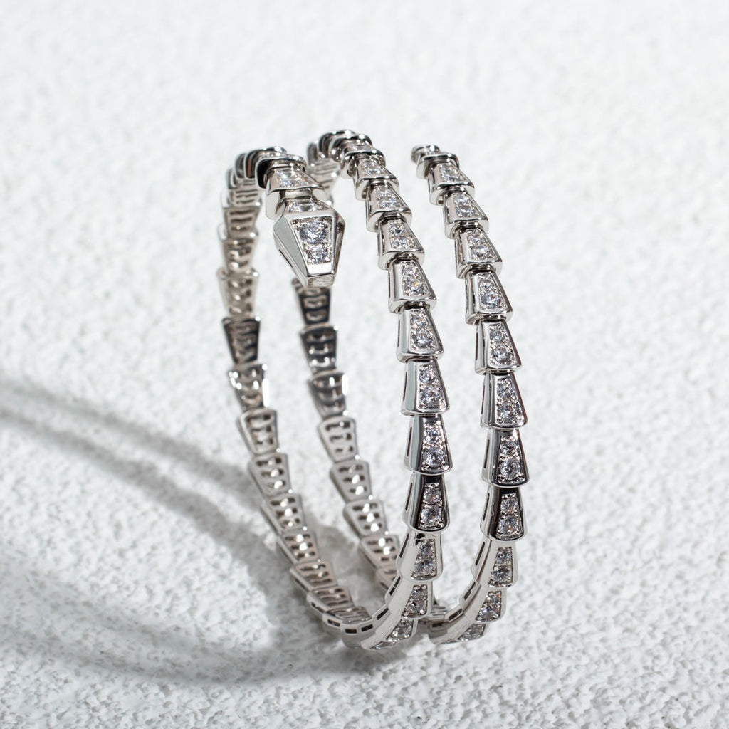 [Clover Jewelry]SERPENTI ARMREIF SILBER DIAMANT DOPPELREIHIG
