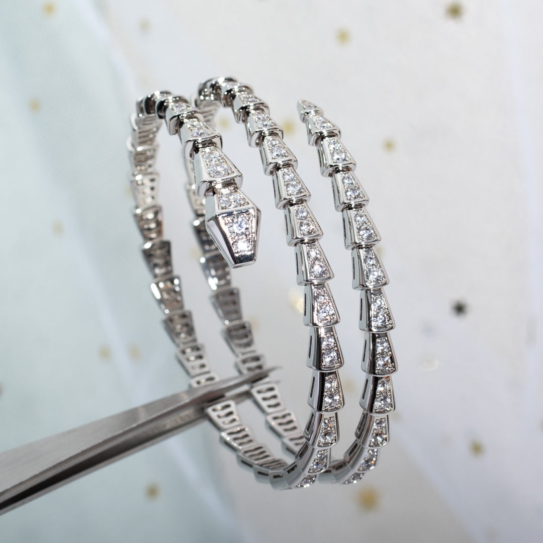 [Clover Jewelry]SERPENTI BRACELET SILVER DIAMOND DOUBLE ROW