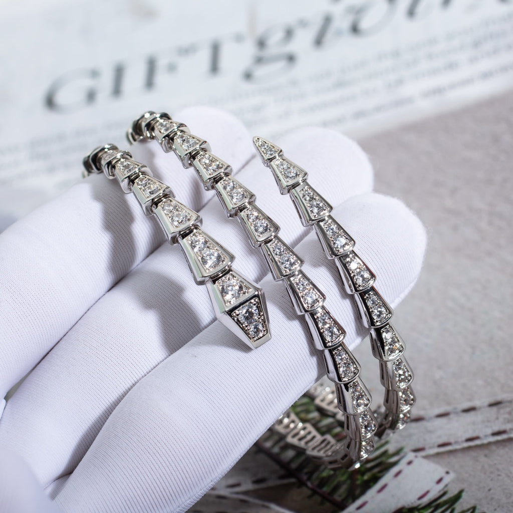 [Clover Jewelry]SERPENTI ARMREIF SILBER DIAMANT DOPPELREIHIG