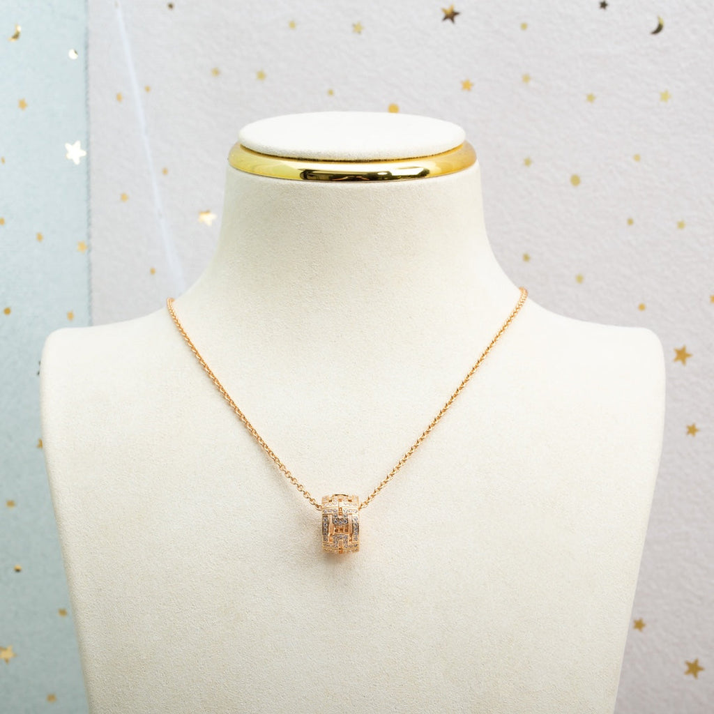 [Clover Jewelry]PARENTESI NECKLACE PINK GOLD DIAMOND