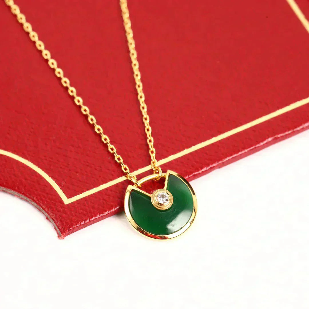 [Clover Jewelry]AMULETTE GOLD MALACHITE NECKLACE